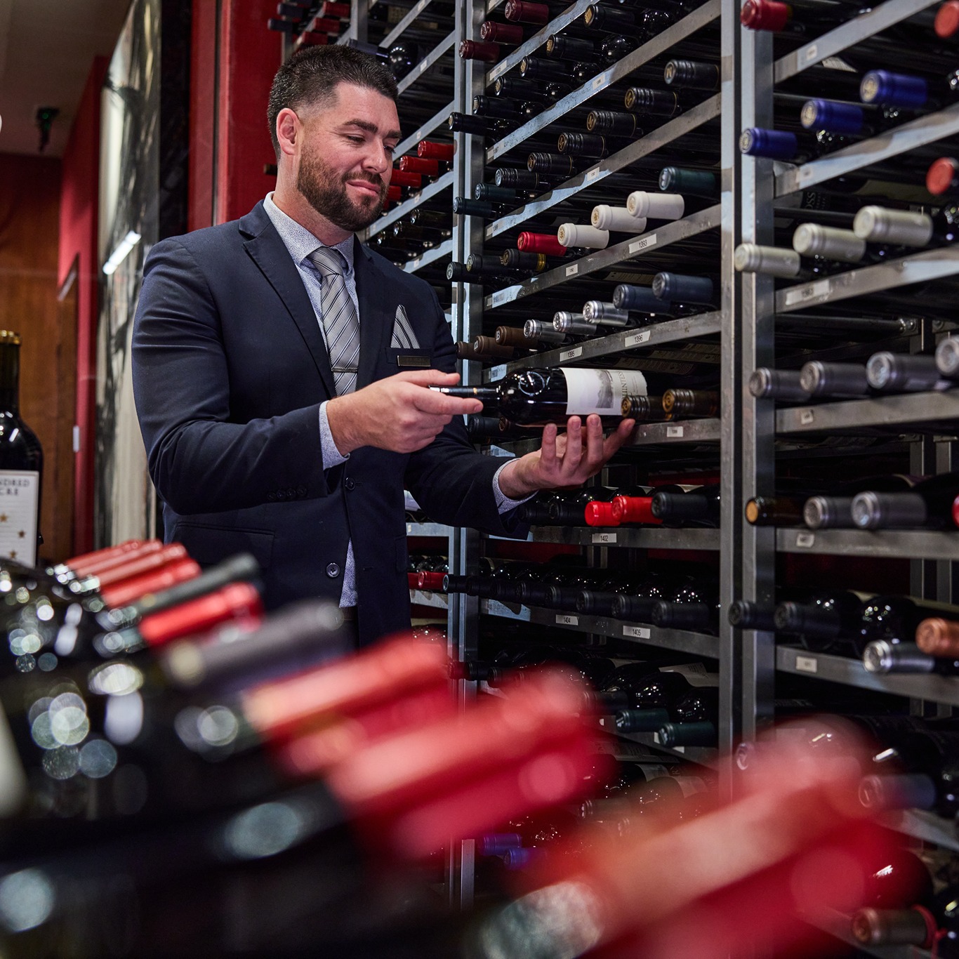 A restaurant wine cellar in a Charlotte dining room