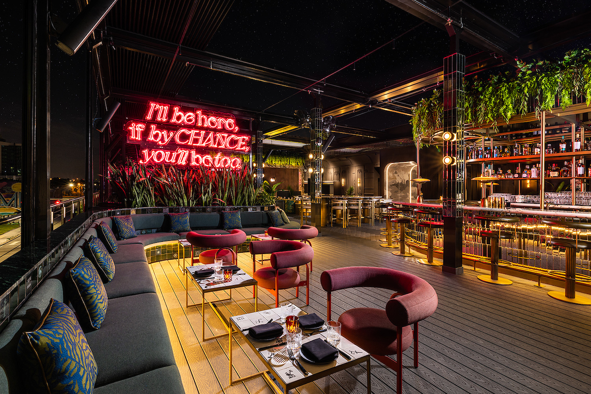 The rooftop terrace at Giselle, Park West Miami