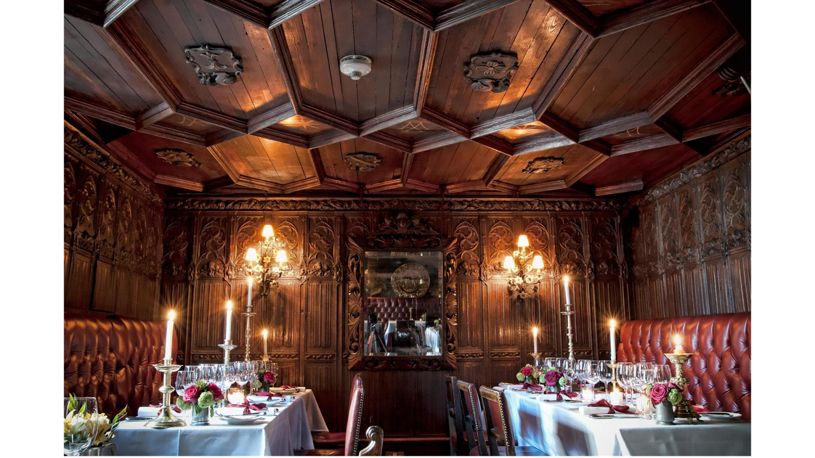 A private window table set for a proposal dinner near Edinburgh Castle