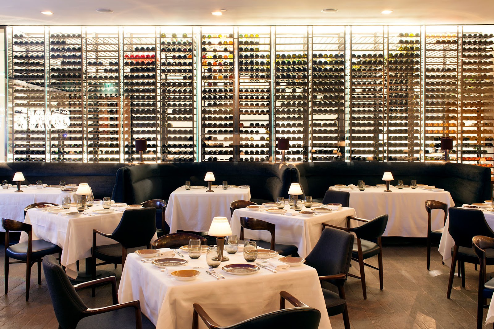 A temperature-controlled wine cellar in a Beverly Hills dining room