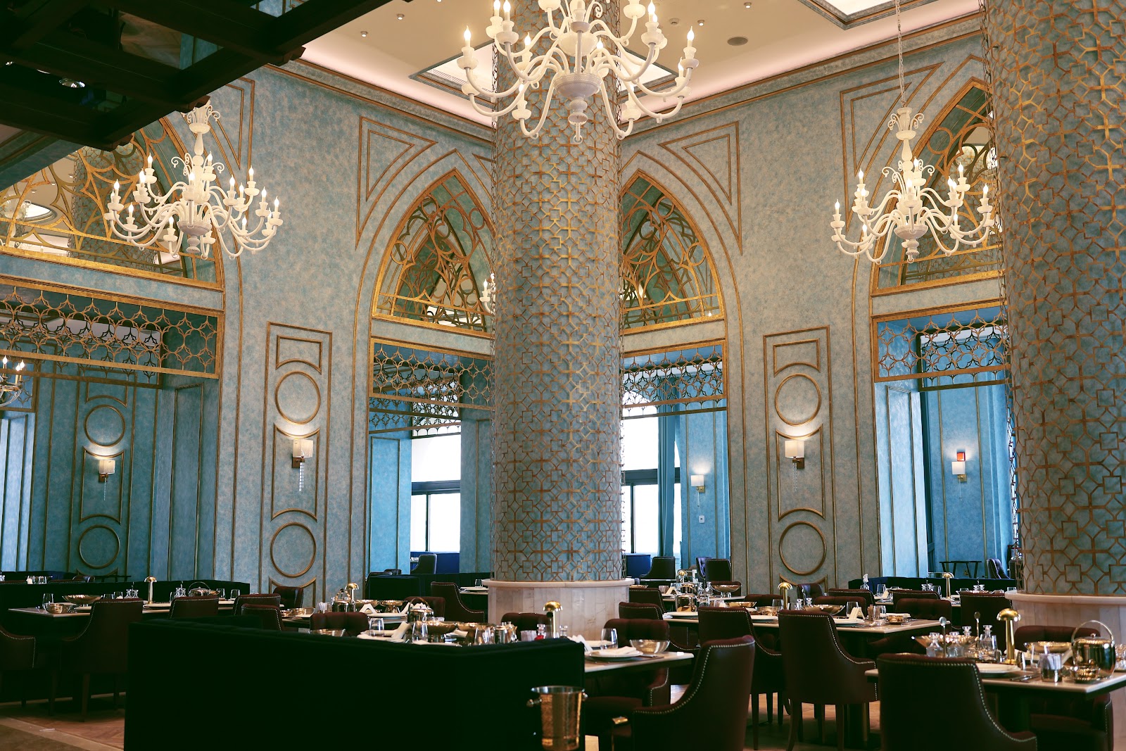 A Lebanese mezze spread at Burj Al Hamam, Porto Arabia, The Pearl, Doha