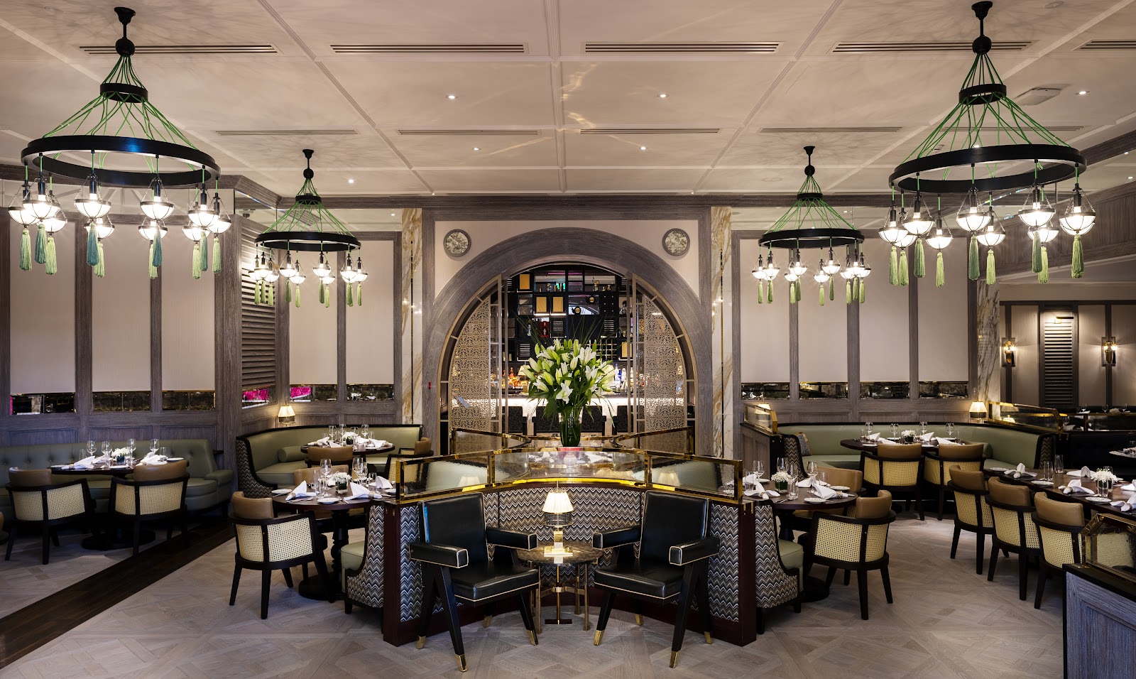 A fine-dining room inside a West Bay hotel tower, Doha