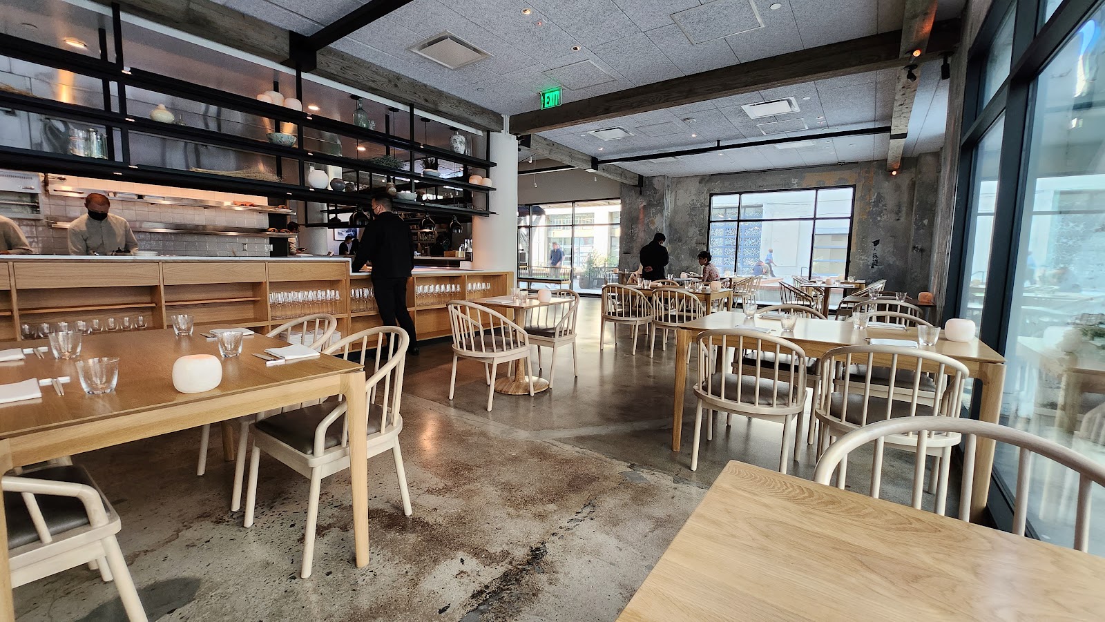 A multi-course tasting menu plated at a Los Angeles counter