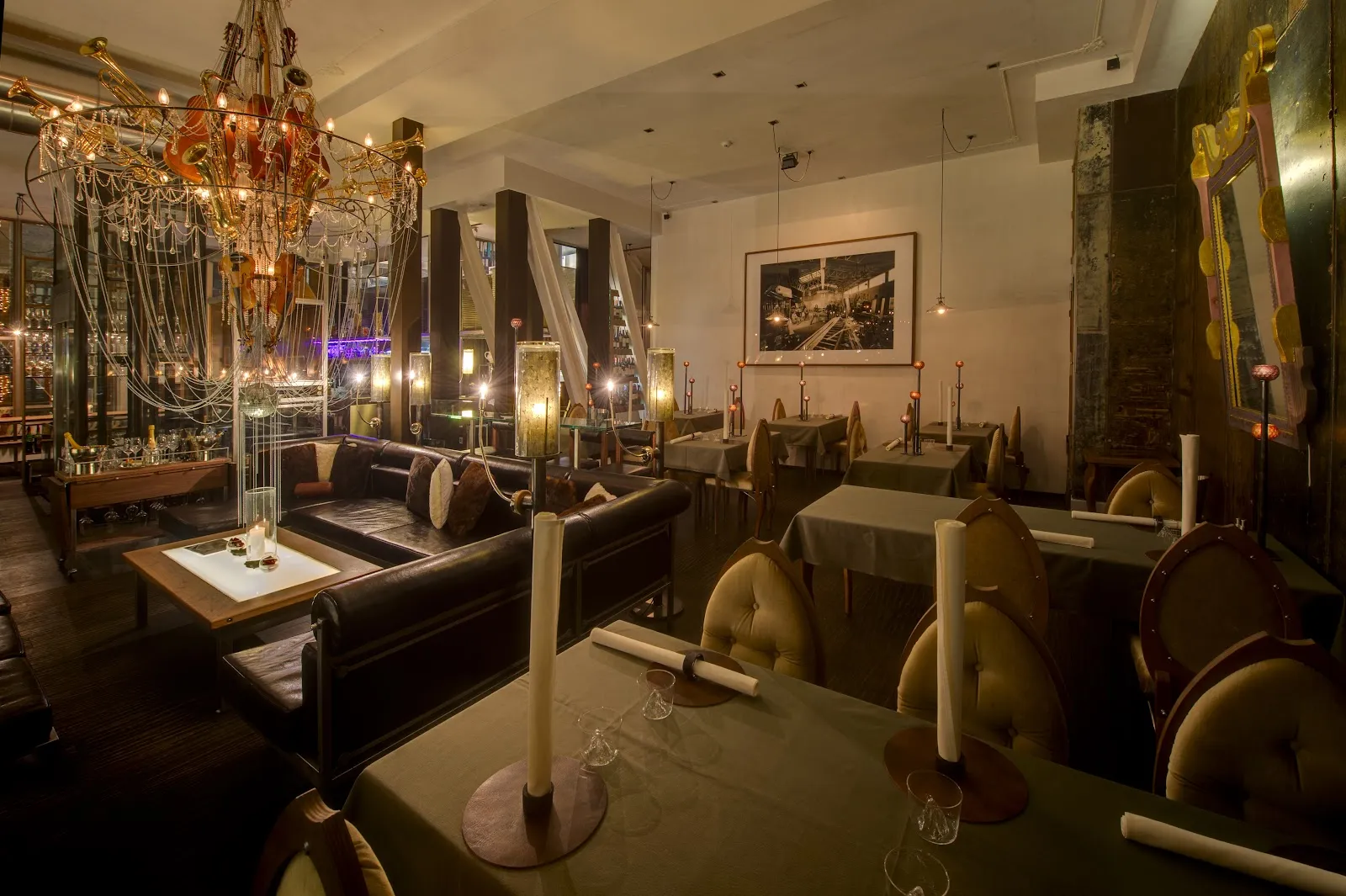A candlelit alpine dining room in Zermatt with a Matterhorn view