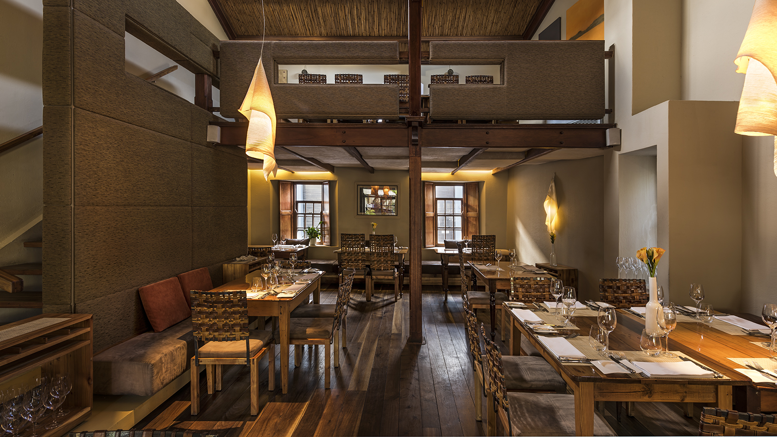 A set dining table at Aubergine restaurant, Gardens Cape Town